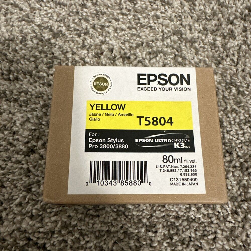 Genuine Epson Yellow Ink T5804 Pro 3800/3880 T580400 OEM Exp. 10/2012 Brand New
